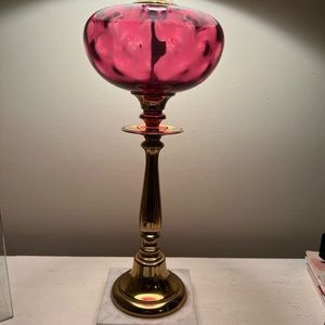 SALE PENDING!!!! Antique Rose colored glass lamps, set of TWO!!